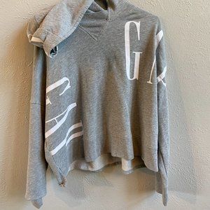 Grey Gap cropped sweatshirt with a hood